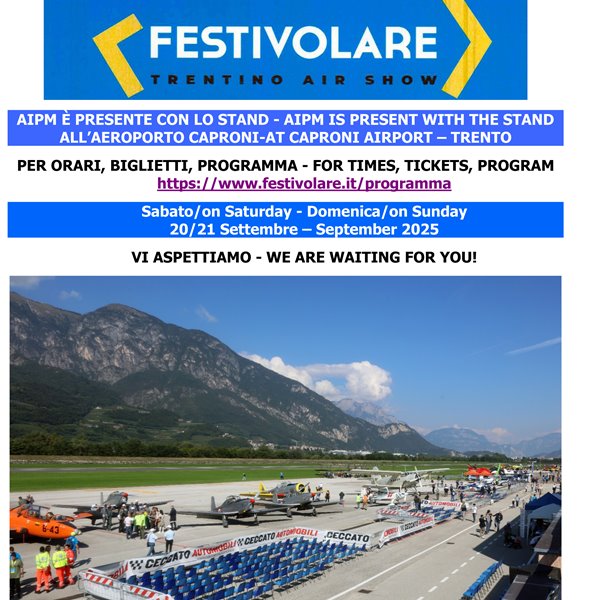 Festivolare 2025 - 20-21 Settembre 2025 - Aeroporto G. CaproniTrento